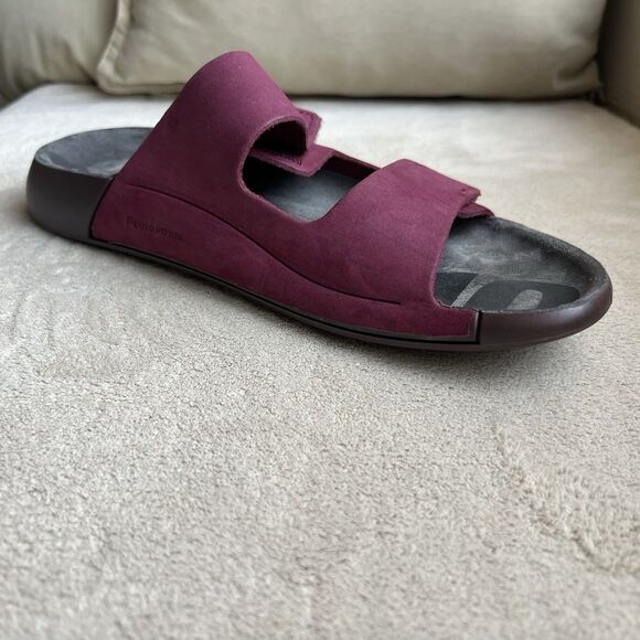 ECCO 2ND Cozmo Morillo Burgundy 2 Band Slide Flat Sandals Women EU 38 US 7-7.5 - Picture 2 of 16